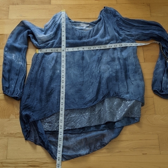 FEMME fatale  Sequin Trim Layered Silk tie dye Top Medium @i - Picture 7 of 9